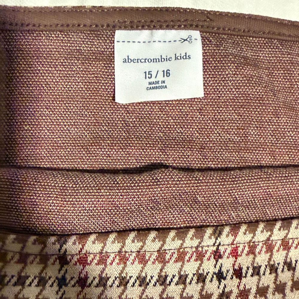 Abercrombie Kids Tan and Red Houndstooth Dress